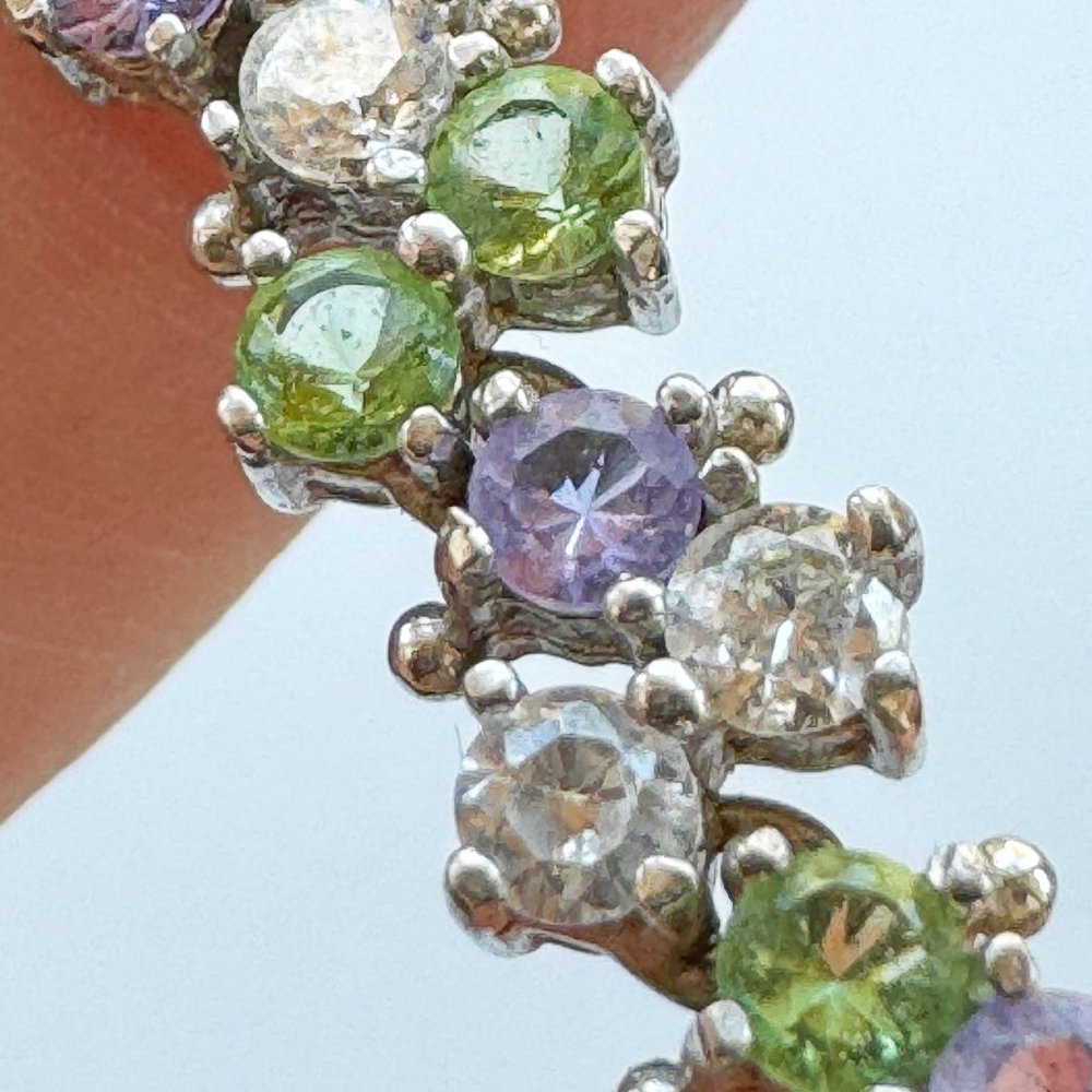 Suzanne Somers Floral 925 and Cubic Zirconia Multicolor Necklace 18"